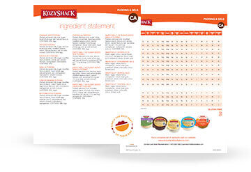 Kozy Shack<sup>®</sup> Product Nutrition Sheet