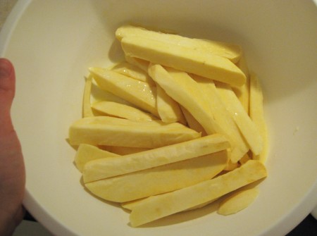 Toss the fries in butter