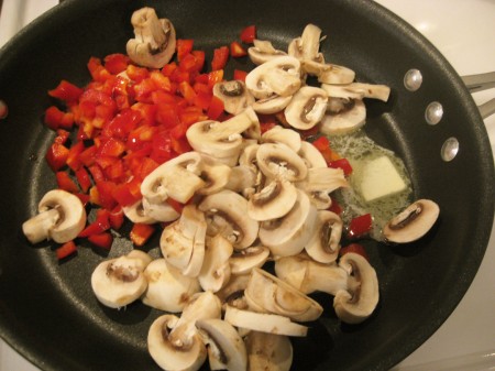 peppers, mushrooms and butter