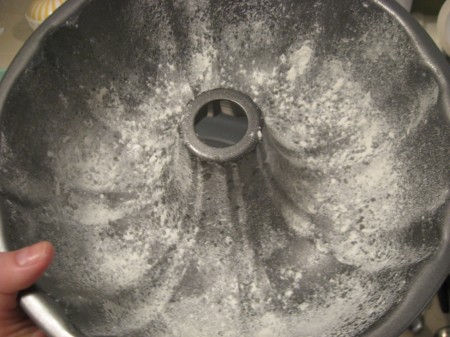 Grease and flour bundt pan