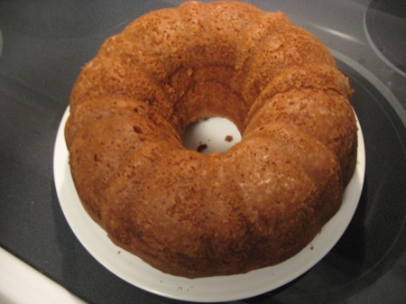 Flip bundt pan over