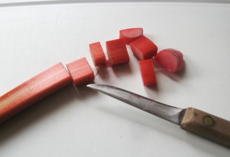 Slice the fresh rhubarb