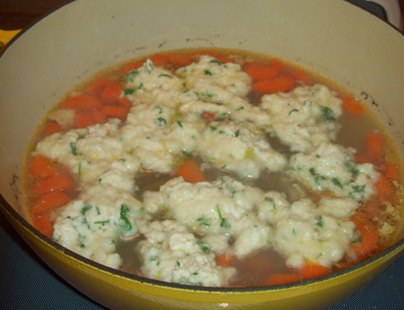dumplings, chicken, soup
