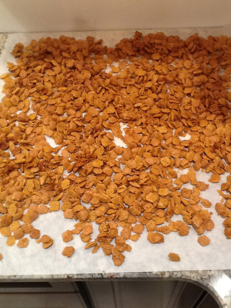 waxed paper, snack mix, cooling