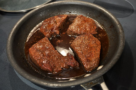 glaze, steak, vegetables