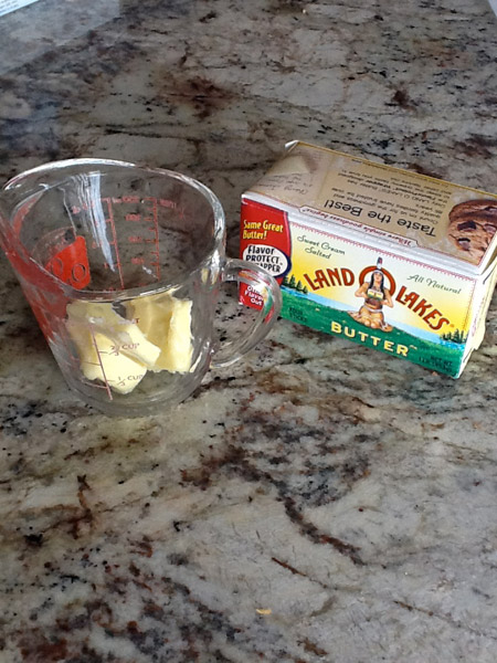 butter, measuring cup, melt
