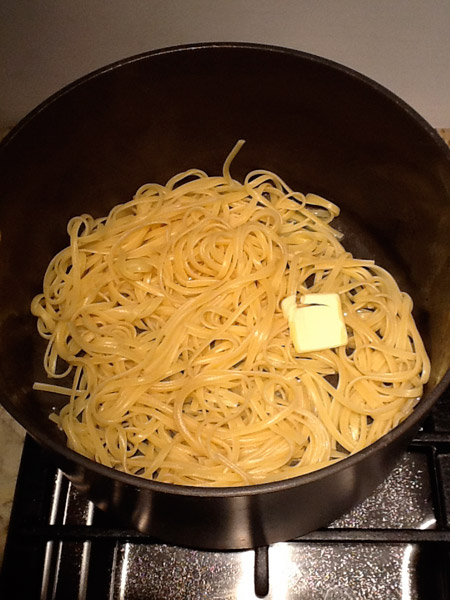butter, pasta, pot