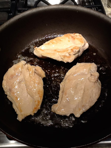 chicken, browned, pan