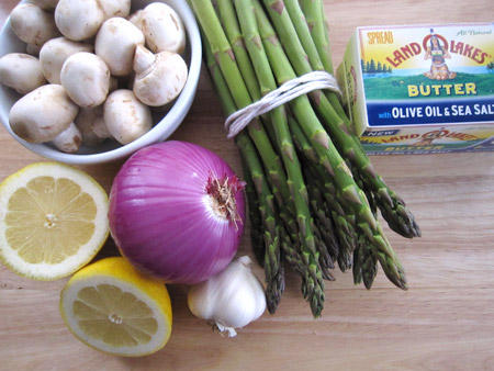 asparagus, mushrooms, butter