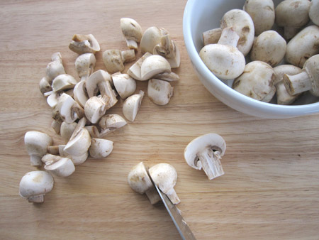 mushrooms, cut, half