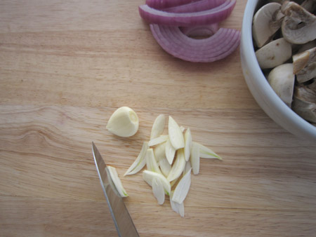 garlic, knife, slice
