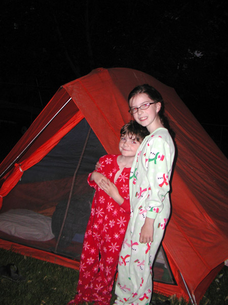 kids, camping, pajamas