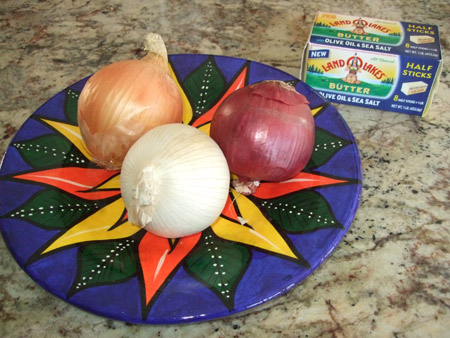 onions, plate, red and white