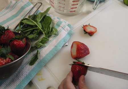 strawberries, top, cut