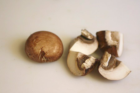 mushrooms, cut, quartered