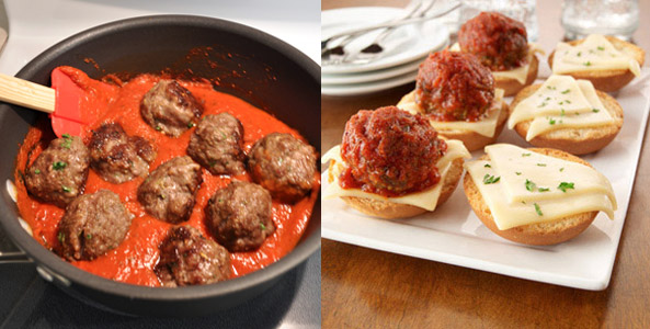 meatballs, marinara, pan, sliders