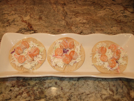 tostada, tortilla, shrimp