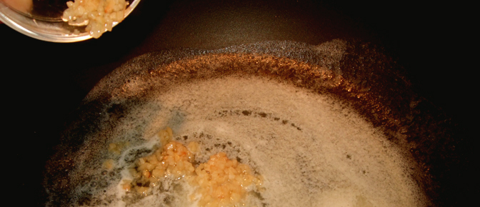 Add Chopped Garlic to Skillet