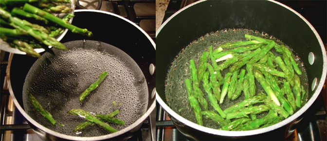 Boil Asparagus in Pan