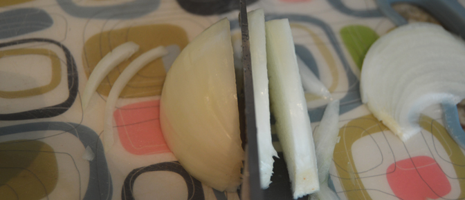 Cutting Onions on Cutting Board