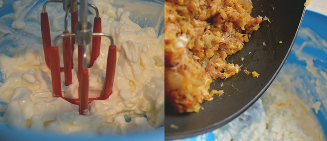 Mixing Onions with Cream Cheese Mixture