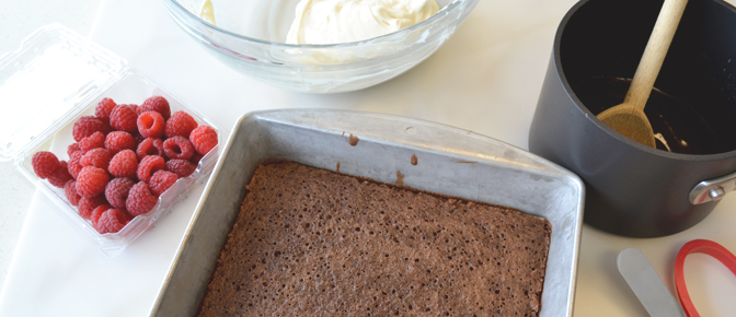 Baked Cake and Ingredients