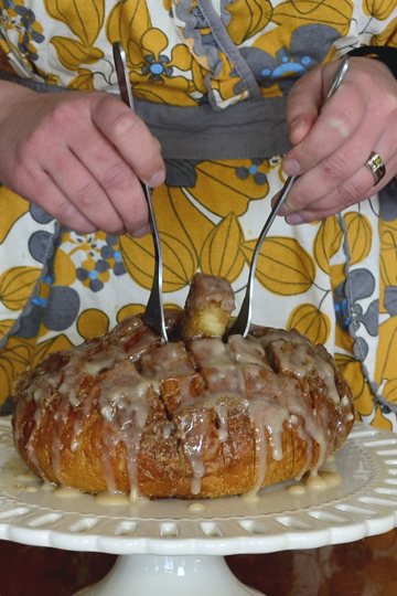 Serving Final Cinnamon Bread with Forks