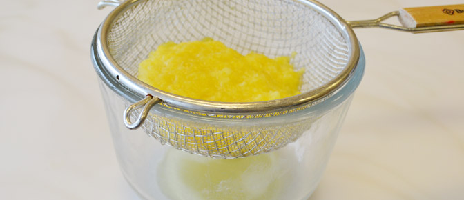 Draining Pineapple with Strainer