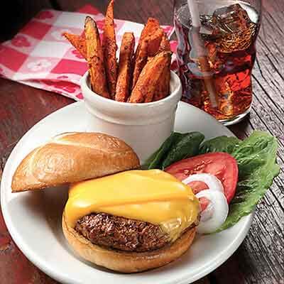 Chili Burger With Sweet Potato Fries Image