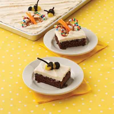 Bumblebee & Butterfly Brownie Cake Image