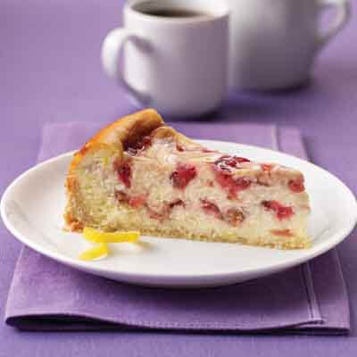 Strawberry Rhubarb Ribboned Cheesecake Image 