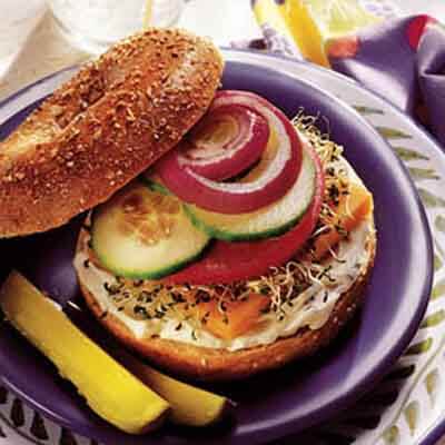 Vegetable & Cheese Bagel Sandwich Image 