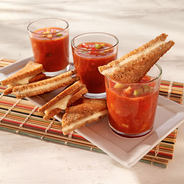 Gazpacho Shooters with Mini Grilled Cheese Sandwiches Image 
