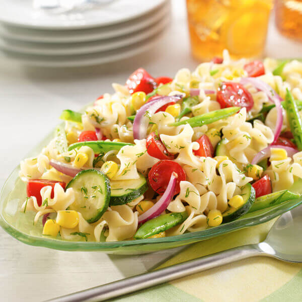 Fresh Garden Pasta Salad With Dill Vinaigrette Recipe Land O Lakes