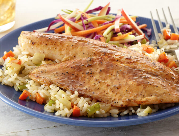 Lemon Paprika Tilapia over Rice Pilaf Recipe Land O’Lakes