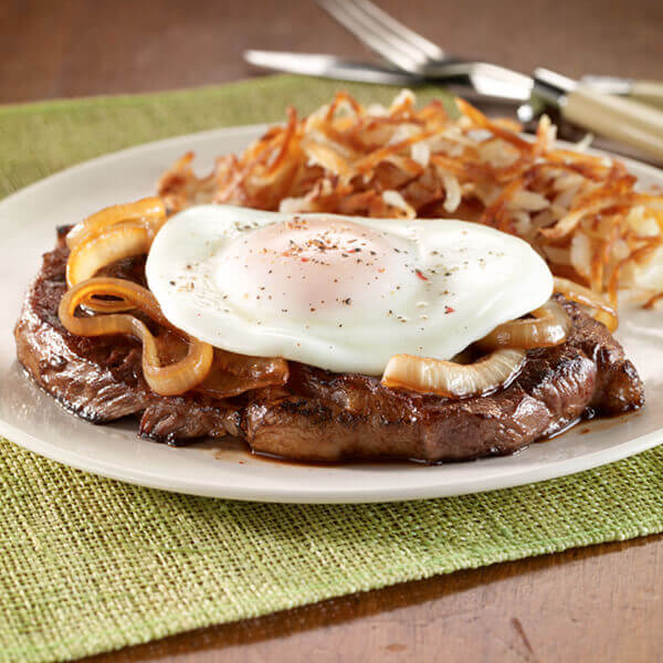 RibEye Steak with Caramelized Onion & Fried Egg Recipe Land O’Lakes