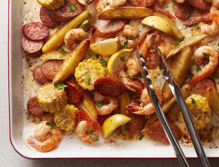 Shrimp Boil Sheet Pan Dinner Recipe | Land O’Lakes