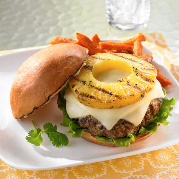 Teriyaki Pork Burgers With Grilled Pineapple Recipe Land O Lakes