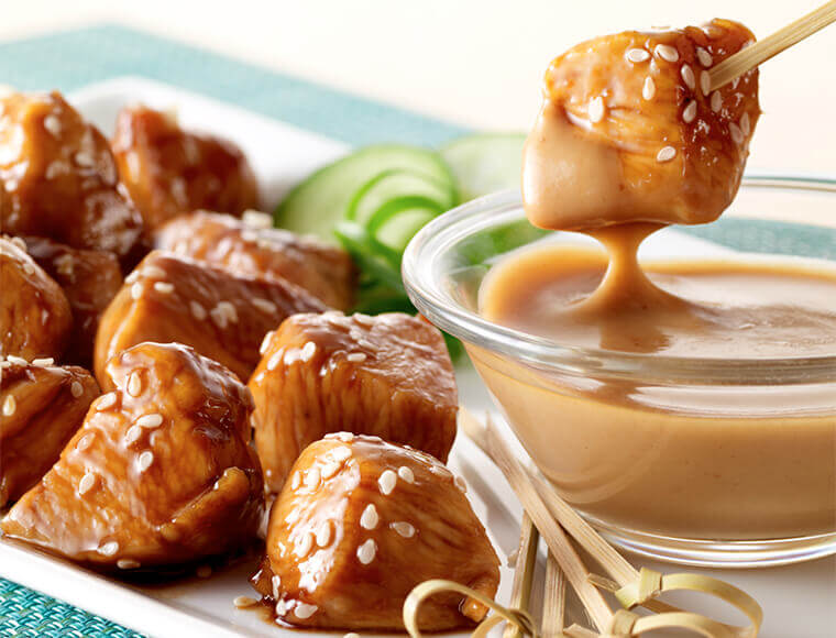 Teriyaki Chicken Bites With Peanut Sauce Recipe Land O’Lakes