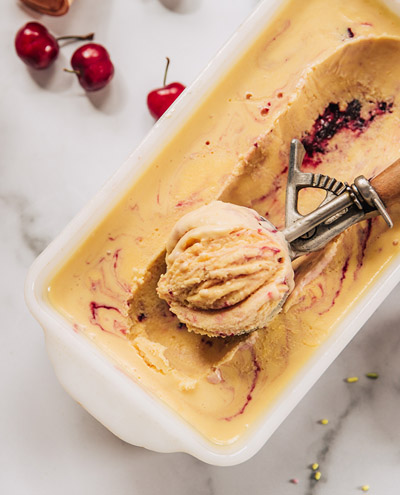Honey Crème Fraîche Ice Cream with Cherry Swirl Recipe | Vermont Creamery