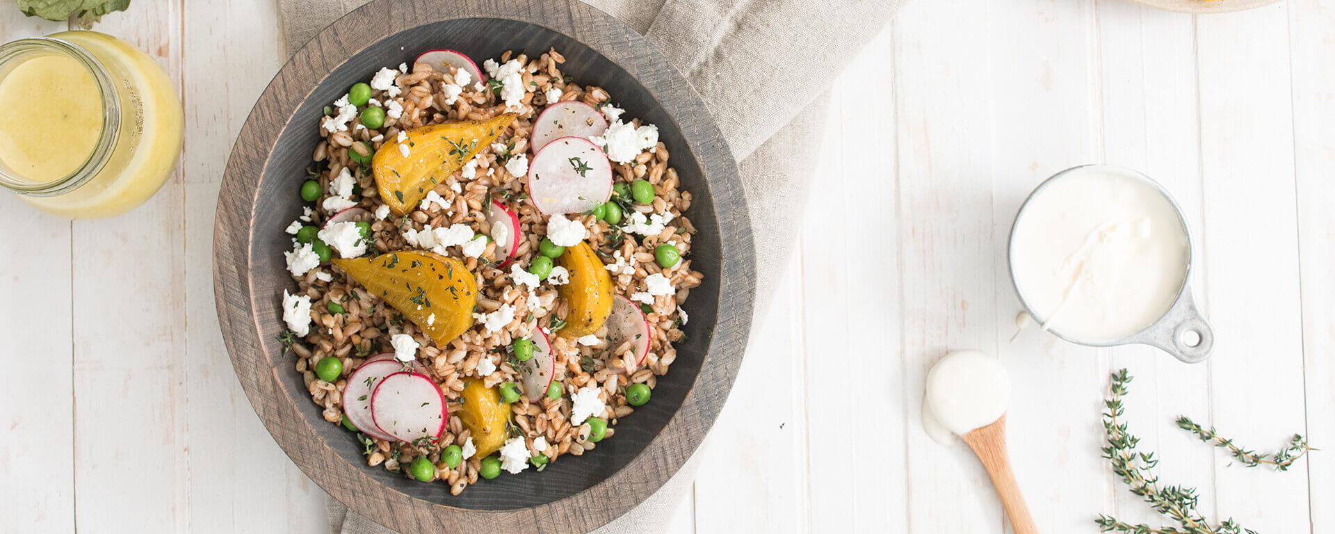 Spring Farro Salad With Crème Fraîche Dressing and Spring Vegetables