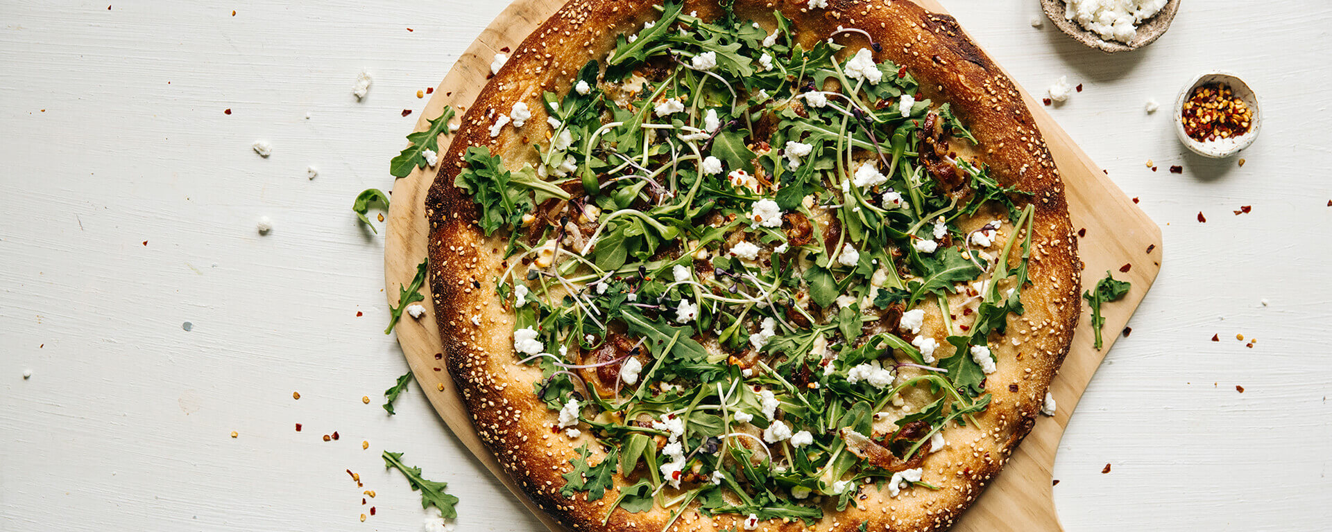 Honey Fresh Goat Cheese Flatbread With Arugula & Pancetta Recipe Vermont Creamery
