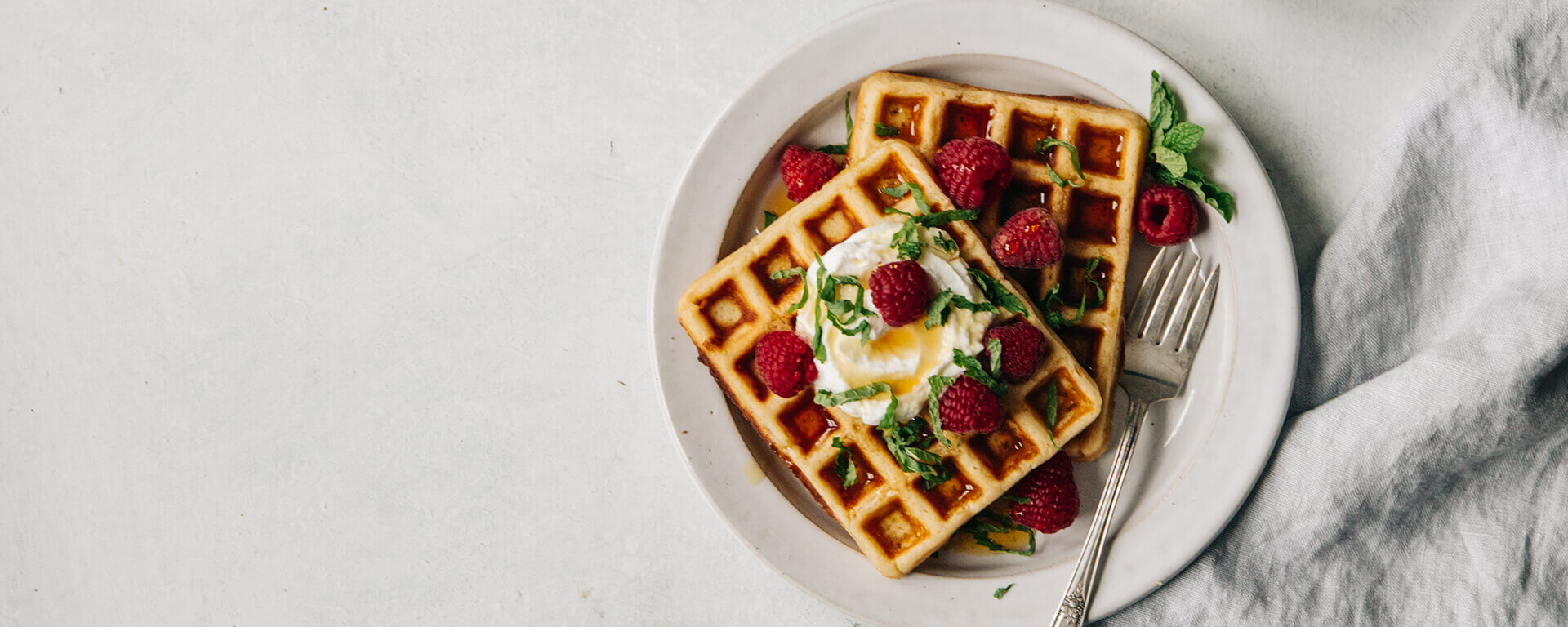 Waffles Topped with Maple Goat Cheese and Mint Recipe Vermont Creamery